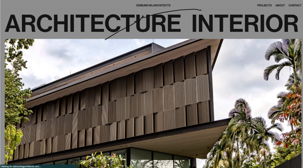 An image of the website for the architects Edmund Ng