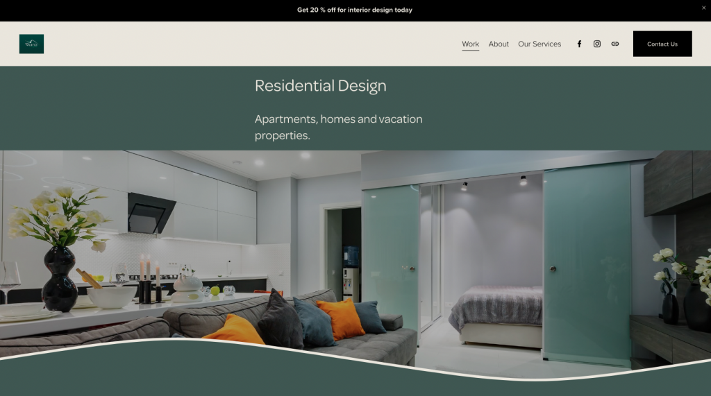 An image of the website for Rara Design, a residential design studio